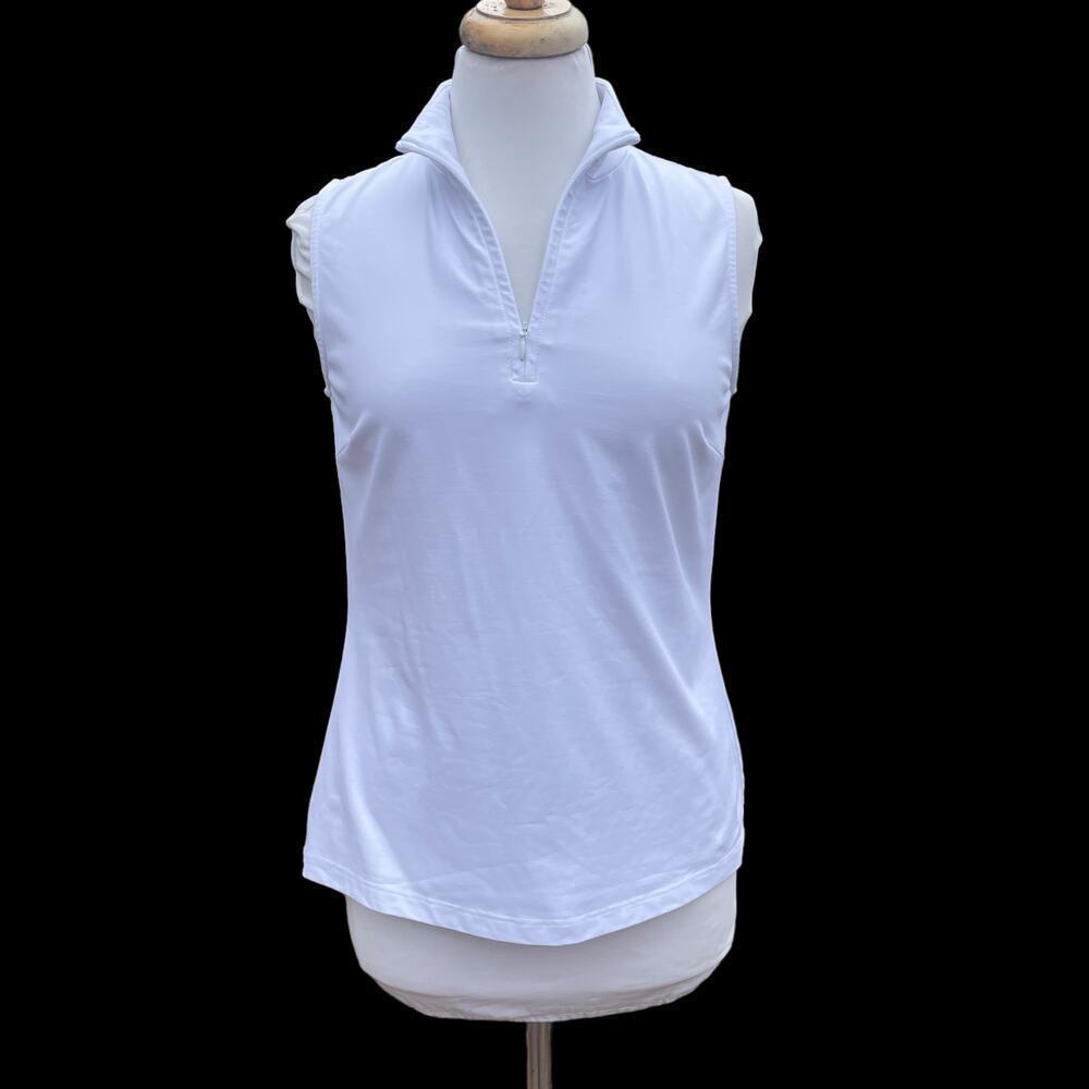 J. McLaughlin Bedford  White 1/4 Zip Sleeveless Tennis/Golf Top -Size Small - Picture 3 of 15